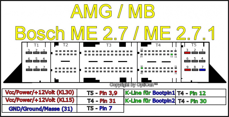 Распиновка разъёма Bosch ME 2.7.1 (AMG) AMG