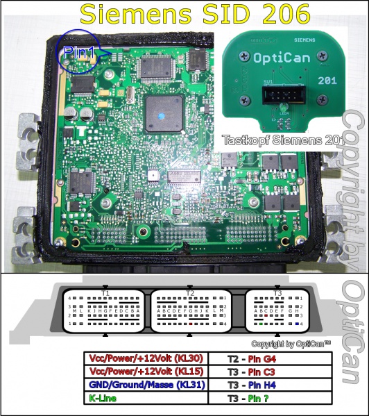 Распиновка разъёма Siemens SID 206 FORD
